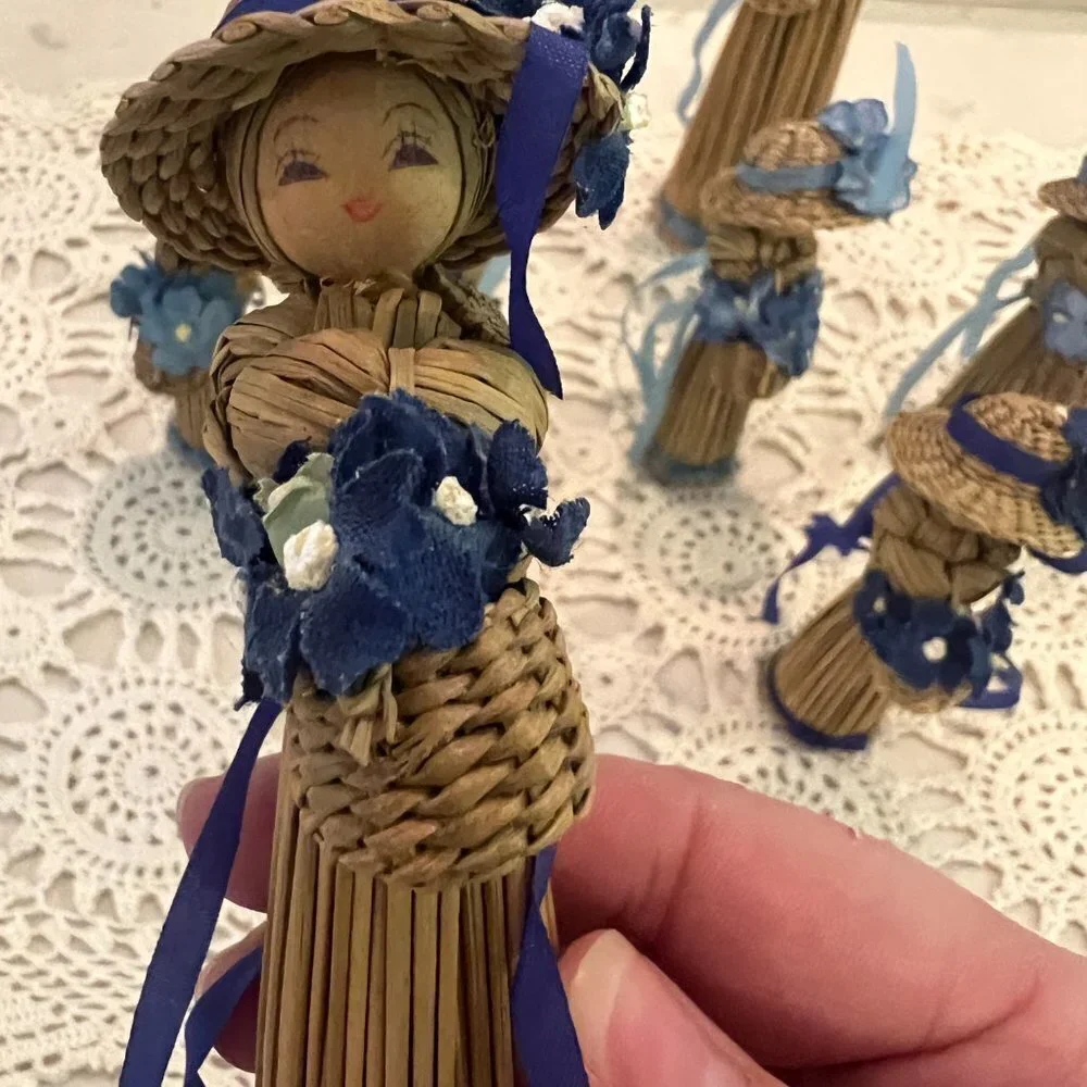 7 Vintage Rush straw dolls Made in Korea